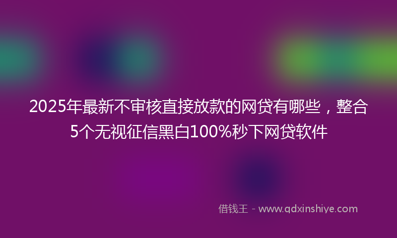 2025年最新不审核直接放款的网贷有哪些，整合5个无视征信黑白100%秒下网贷软件