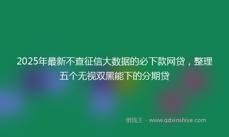 2025年最新不查征信大数据的必下款网贷，整理五个无视双黑能下的分期贷
