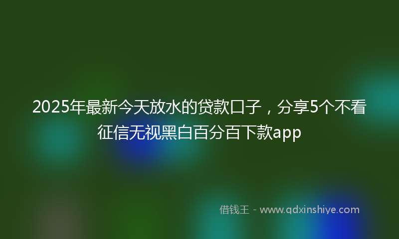 2025年最新今天放水的贷款口子，分享5个不看征信无视黑白百分百下款app