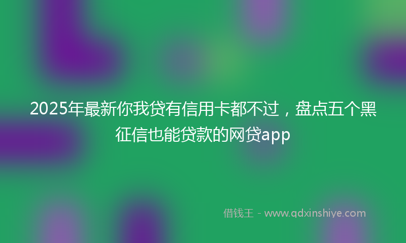 2025年最新你我贷有信用卡都不过，盘点五个黑征信也能贷款的网贷app
