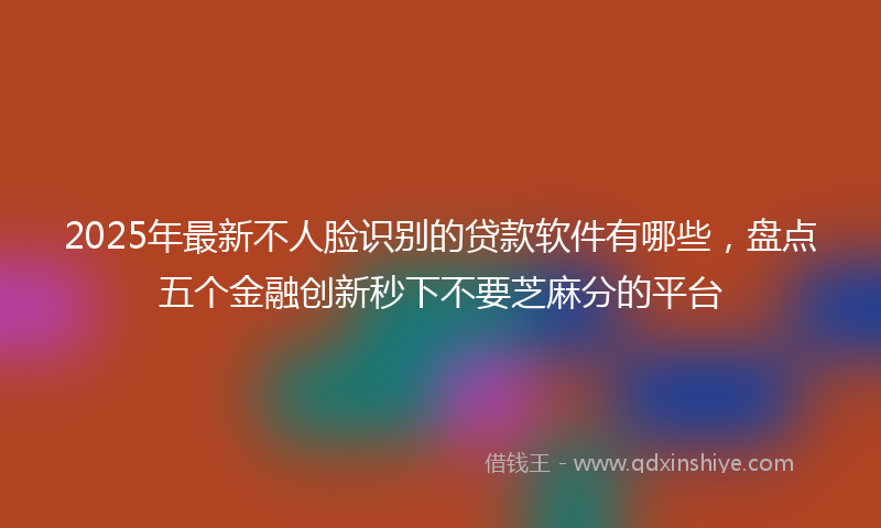 2025年最新不人脸识别的贷款软件有哪些，盘点五个金融创新秒下不要芝麻分的平台