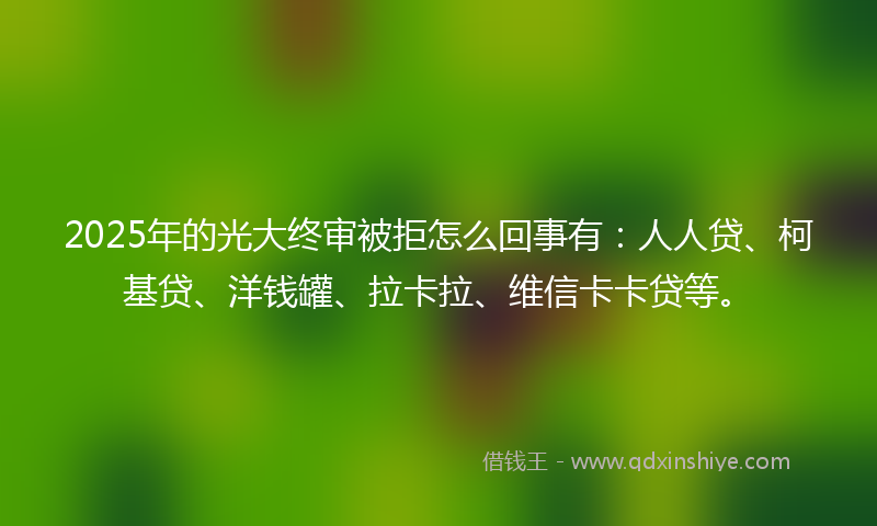 2025年的光大终审被拒怎么回事有：人人贷、柯基贷、洋钱罐、拉卡拉、维信卡卡贷等。