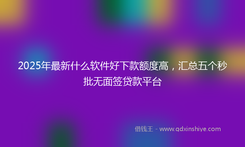 2025年最新什么软件好下款额度高，汇总五个秒批无面签贷款平台