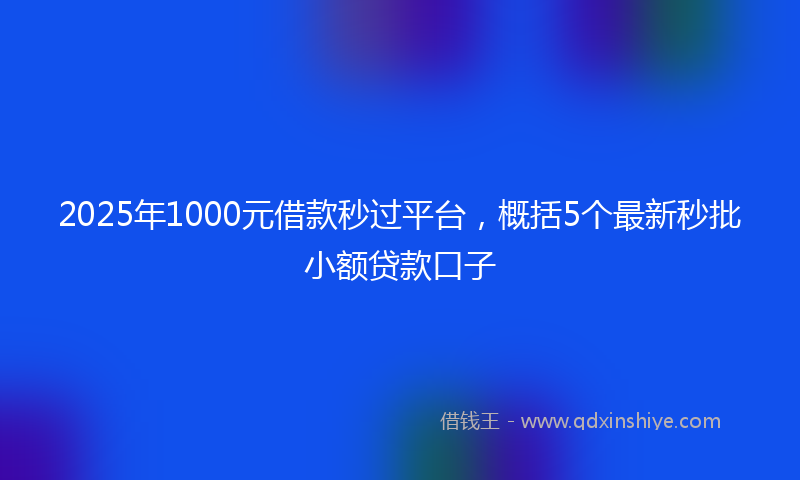 2025年1000元借款秒过平台，概括5个最新秒批小额贷款口子