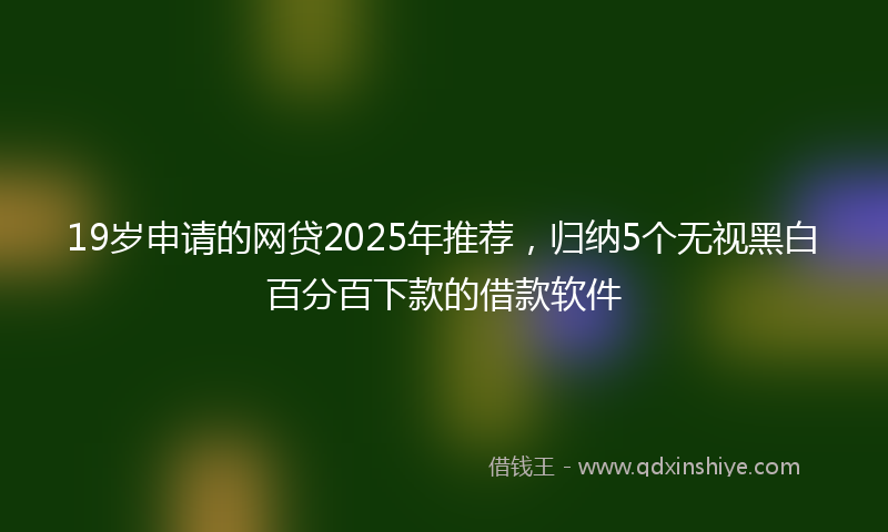 19岁申请的网贷2025年推荐，归纳5个无视黑白百分百下款的借款软件
