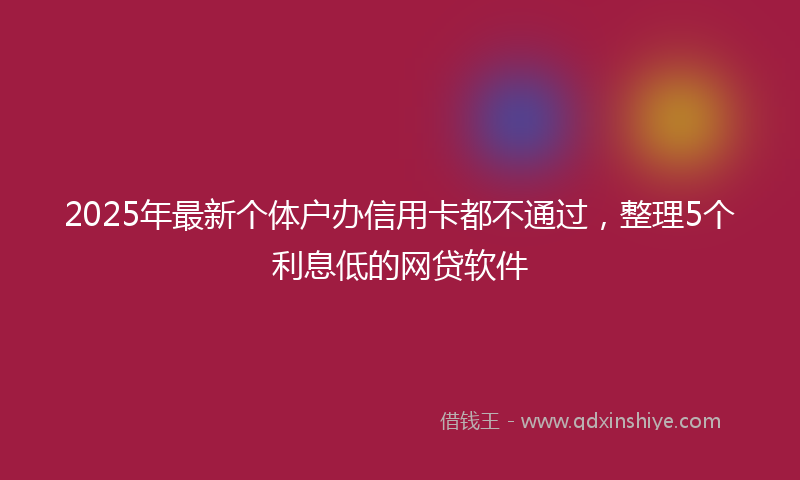 2025年最新个体户办信用卡都不通过，整理5个利息低的网贷软件