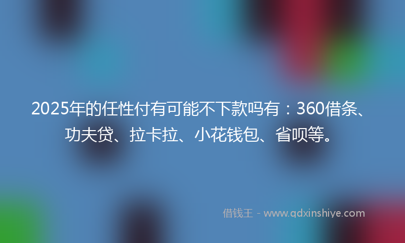 2025年的任性付有可能不下款吗有：360借条、功夫贷、拉卡拉、小花钱包、省呗等。