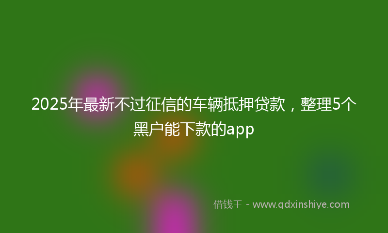 2025年最新不过征信的车辆抵押贷款，整理5个黑户能下款的app