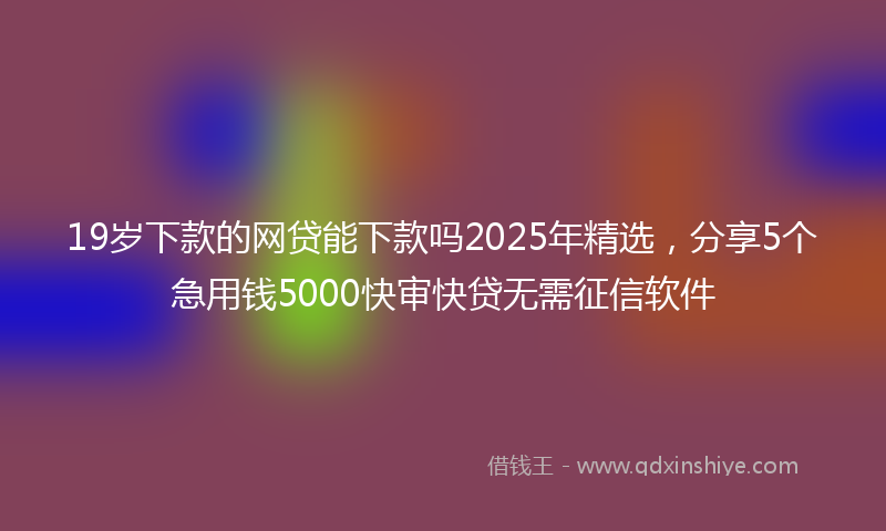 19岁下款的网贷能下款吗2025年精选，分享5个急用钱5000快审快贷无需征信软件