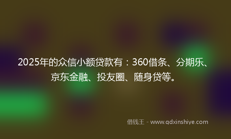 2025年的众信小额贷款有：360借条、分期乐、京东金融、投友圈、随身贷等。