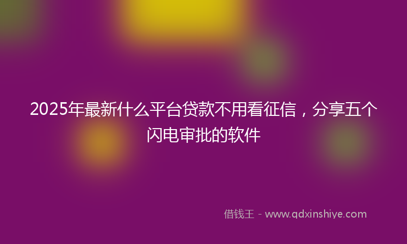 2025年最新什么平台贷款不用看征信，分享五个闪电审批的软件