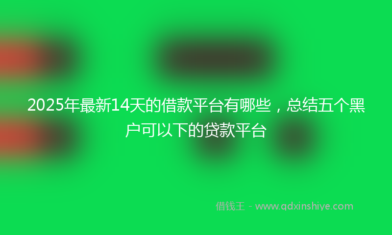 2025年最新14天的借款平台有哪些，总结五个黑户可以下的贷款平台