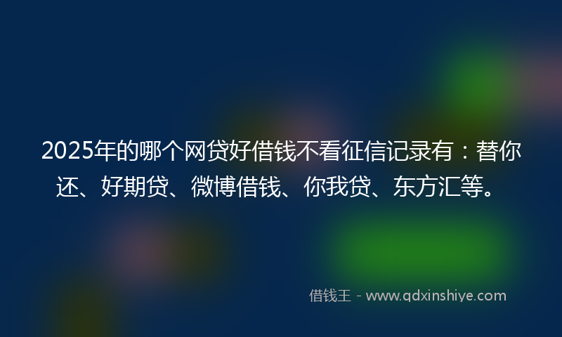 2025年的哪个网贷好借钱不看征信记录有：替你还、好期贷、微博借钱、你我贷、东方汇等。