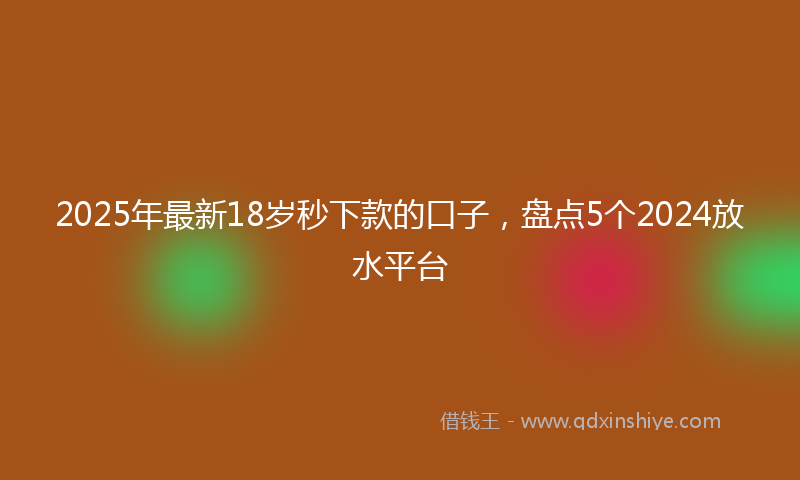 2025年最新18岁秒下款的口子，盘点5个2024放水平台