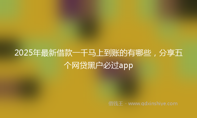 2025年最新借款一千马上到账的有哪些，分享五个网贷黑户必过app