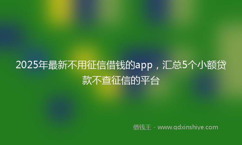 2025年最新不用征信借钱的app，汇总5个小额贷款不查征信的平台