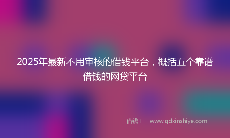 2025年最新不用审核的借钱平台，概括五个靠谱借钱的网贷平台