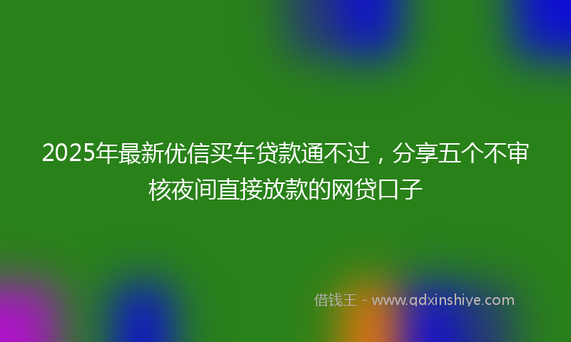2025年最新优信买车贷款通不过，分享五个不审核夜间直接放款的网贷口子