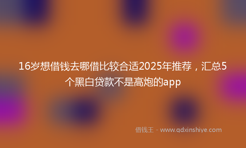 16岁想借钱去哪借比较合适2025年推荐，汇总5个黑白贷款不是高炮的app