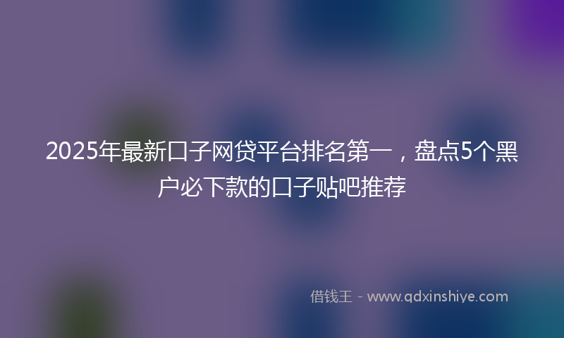 2025年最新口子网贷平台排名第一，盘点5个黑户必下款的口子贴吧推荐