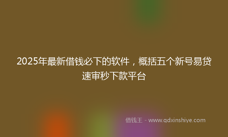 2025年最新借钱必下的软件，概括五个新号易贷速审秒下款平台