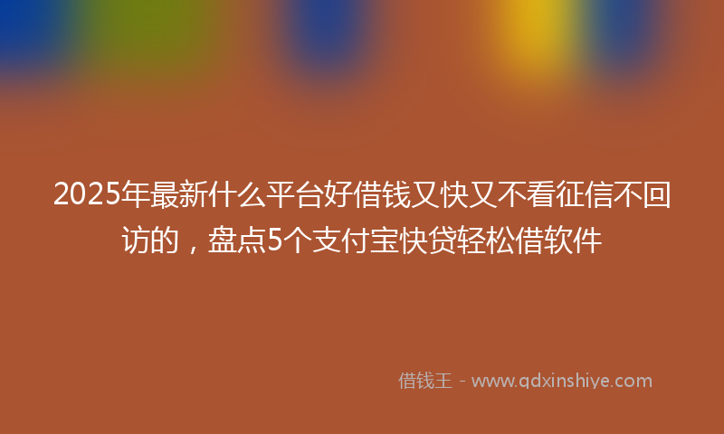 2025年最新什么平台好借钱又快又不看征信不回访的，盘点5个支付宝快贷轻松借软件