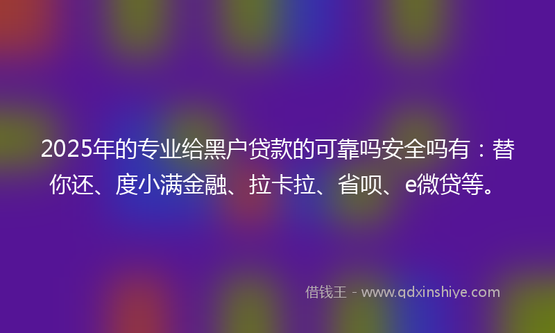 2025年的专业给黑户贷款的可靠吗安全吗有：替你还、度小满金融、拉卡拉、省呗、e微贷等。