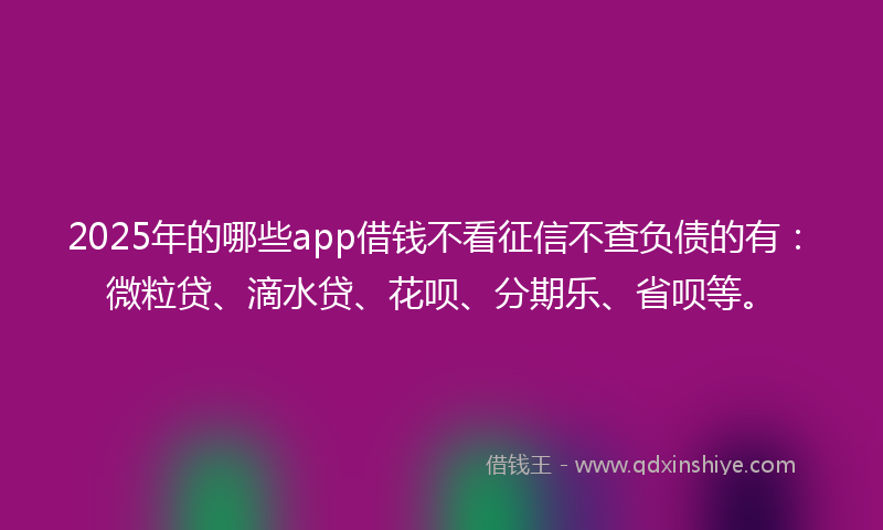 2025年的哪些app借钱不看征信不查负债的有：微粒贷、滴水贷、花呗、分期乐、省呗等。