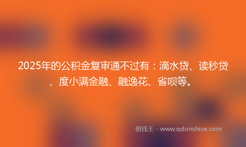 2025年的公积金复审通不过有：滴水贷、读秒贷、度小满金融、融逸花、省呗等。