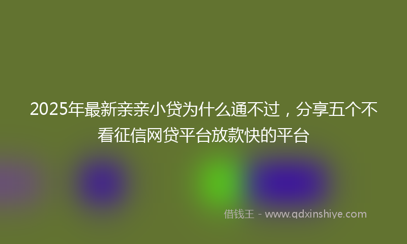2025年最新亲亲小贷为什么通不过，分享五个不看征信网贷平台放款快的平台