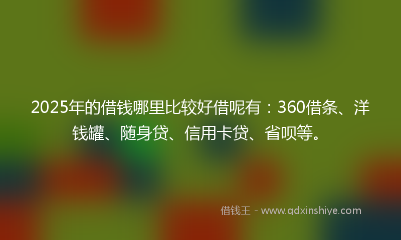 2025年的借钱哪里比较好借呢有：360借条、洋钱罐、随身贷、信用卡贷、省呗等。