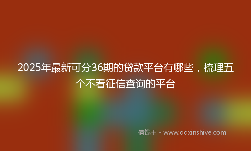 2025年最新可分36期的贷款平台有哪些，梳理五个不看征信查询的平台