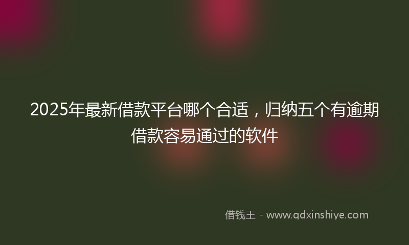 2025年最新借款平台哪个合适，归纳五个有逾期借款容易通过的软件
