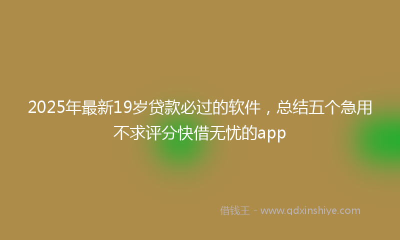 2025年最新19岁贷款必过的软件，总结五个急用不求评分快借无忧的app