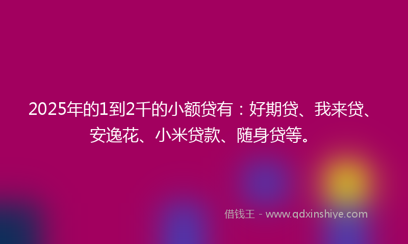 2025年的1到2千的小额贷有：好期贷、我来贷、安逸花、小米贷款、随身贷等。