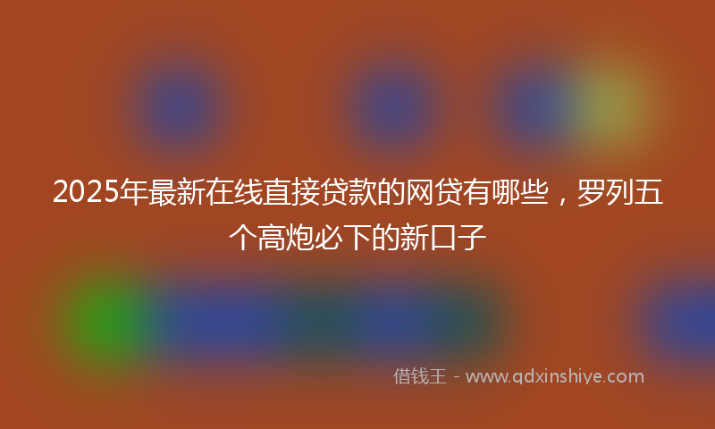 2025年最新在线直接贷款的网贷有哪些，罗列五个高炮必下的新口子