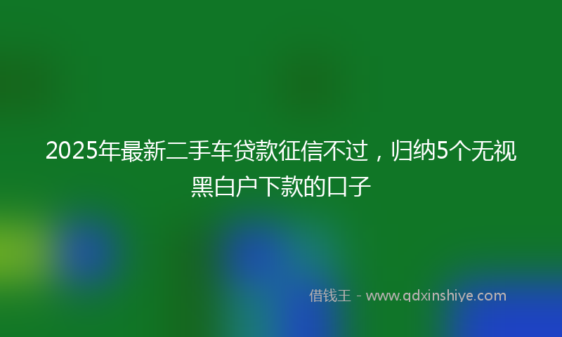 2025年最新二手车贷款征信不过，归纳5个无视黑白户下款的口子