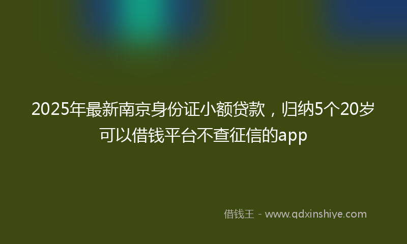 2025年最新南京身份证小额贷款，归纳5个20岁可以借钱平台不查征信的app