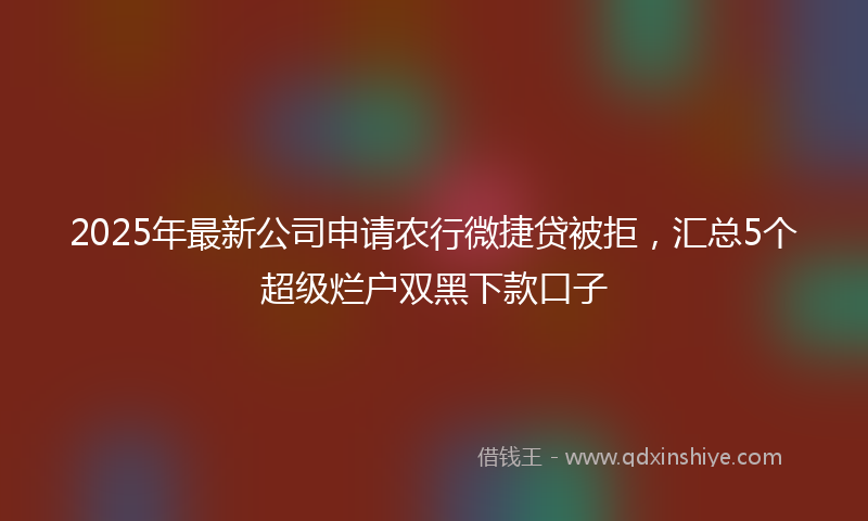2025年最新公司申请农行微捷贷被拒，汇总5个超级烂户双黑下款口子