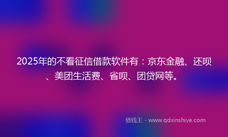 2025年的不看征信借款软件有：京东金融、还呗、美团生活费、省呗、团贷网等。