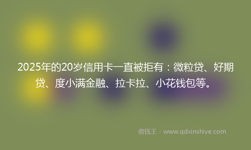 2025年的20岁信用卡一直被拒有：微粒贷、好期贷、度小满金融、拉卡拉、小花钱包等。