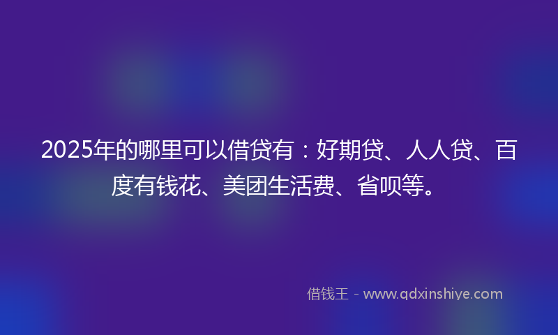 2025年的哪里可以借贷有：好期贷、人人贷、百度有钱花、美团生活费、省呗等。