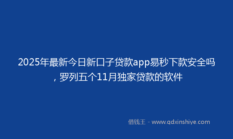 2025年最新今日新口子贷款app易秒下款安全吗，罗列五个11月独家贷款的软件