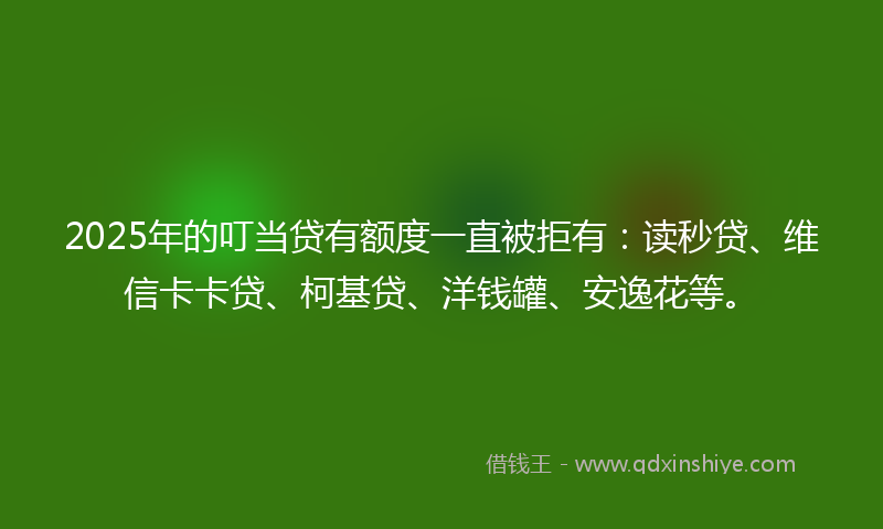 2025年的叮当贷有额度一直被拒有：读秒贷、维信卡卡贷、柯基贷、洋钱罐、安逸花等。