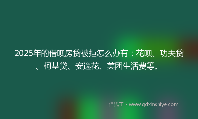 2025年的借呗房贷被拒怎么办有：花呗、功夫贷、柯基贷、安逸花、美团生活费等。