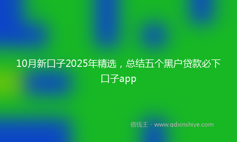 10月新口子2025年精选，总结五个黑户贷款必下口子app