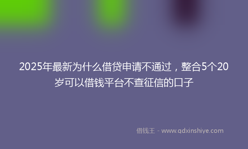 2025年最新为什么借贷申请不通过，整合5个20岁可以借钱平台不查征信的口子