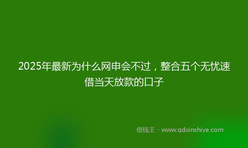 2025年最新为什么网申会不过，整合五个无忧速借当天放款的口子
