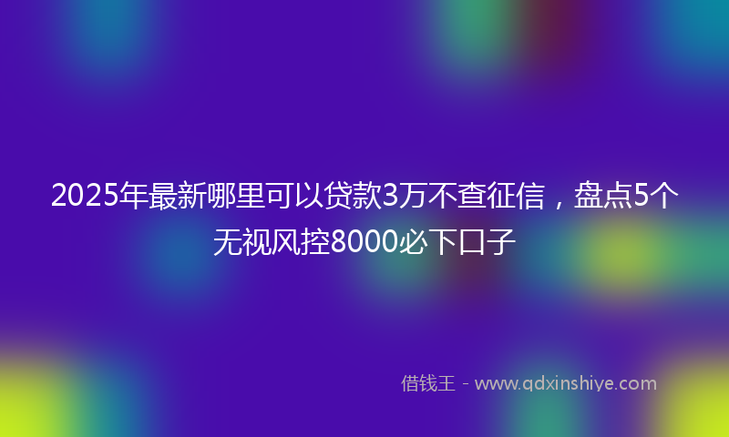 2025年最新哪里可以贷款3万不查征信，盘点5个无视风控8000必下口子