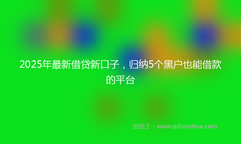 2025年最新借贷新口子，归纳5个黑户也能借款的平台